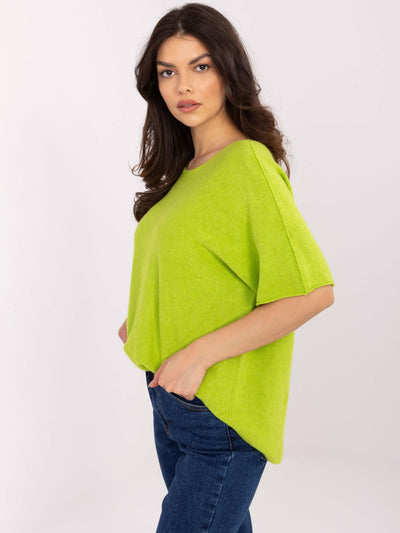 Limonkowy sweter oversize z dodatkiem wiskozy