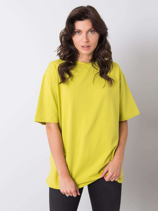 RUE PARIS Limonkowy t-shirt bawełniany