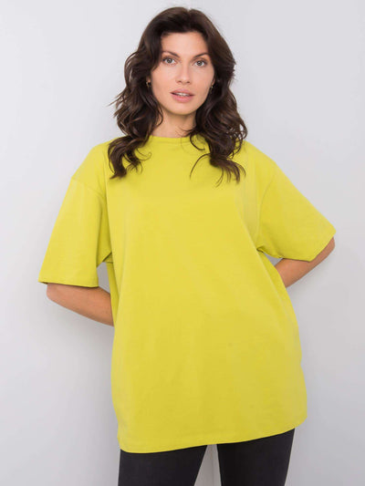 RUE PARIS Limonkowy t-shirt bawełniany
