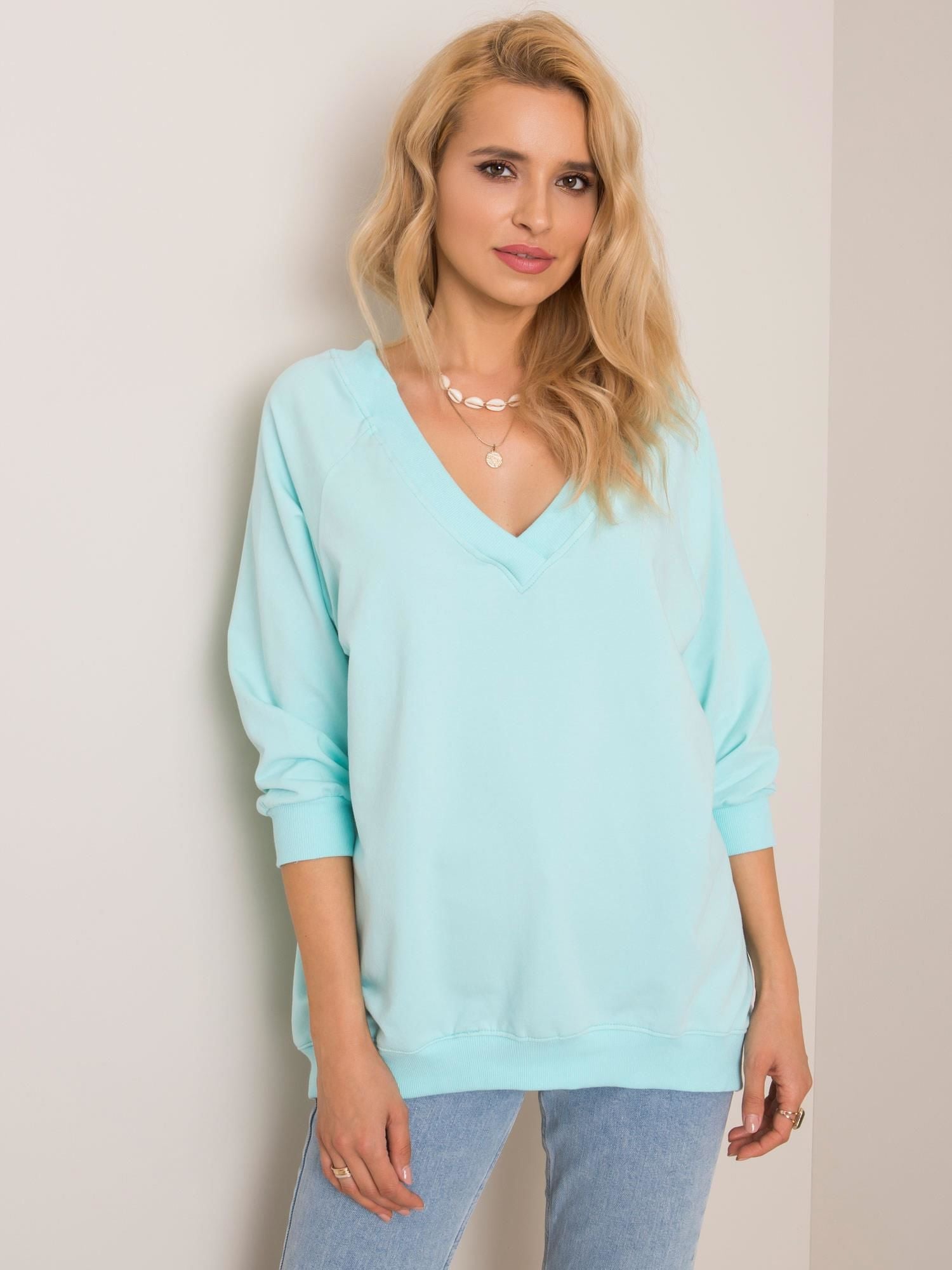 RUE PARIS Miętowa bluza oversize