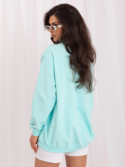 Miętowa bawełniana bluza basic