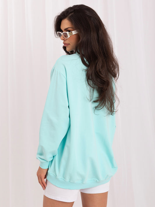 Miętowa bawełniana bluza basic