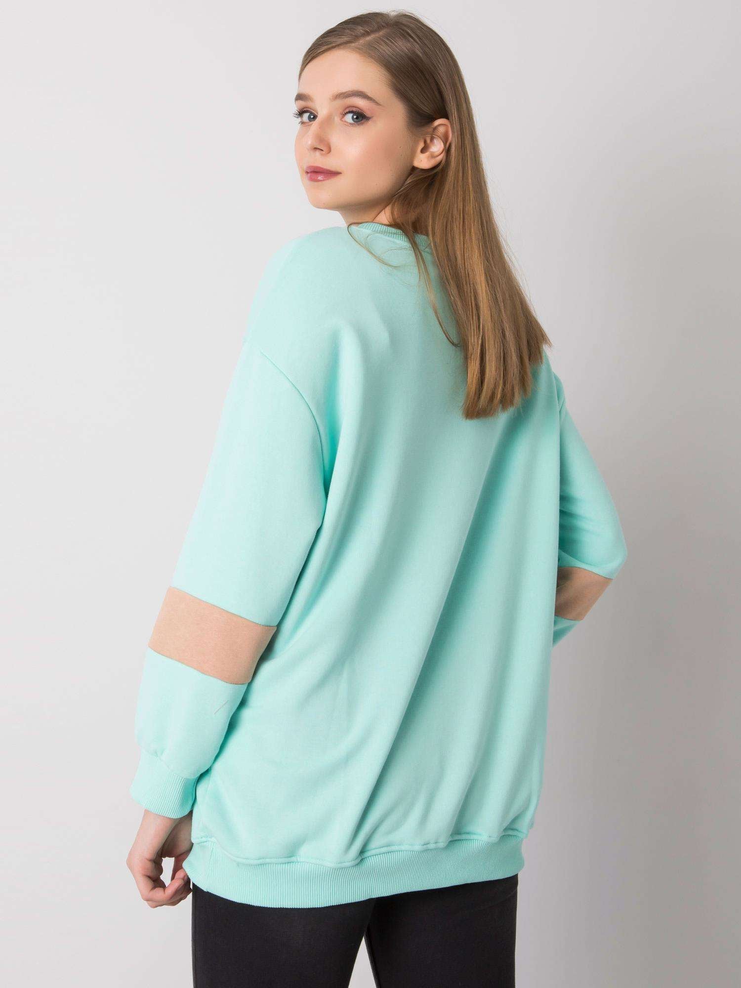 Miętowa bawełniana bluza oversize z nadrukiem
