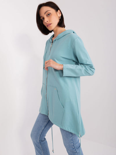 Pistacjowa bluza rozpinana damska