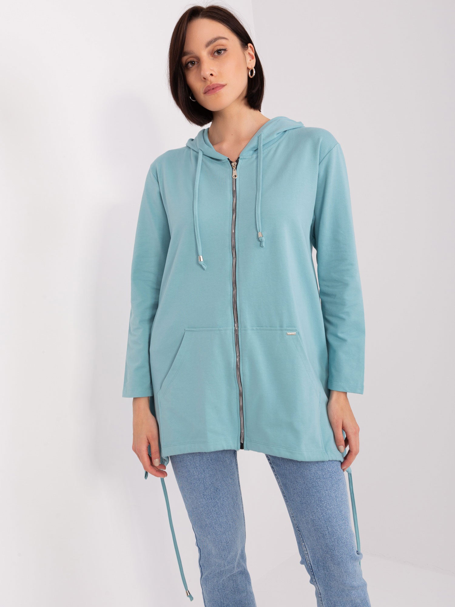 Pistacjowa bluza rozpinana damska