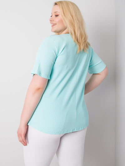 Miętowa bluzka plus size w prążek