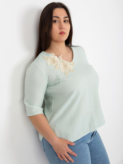 Miętowa elegancka bluzka plus size