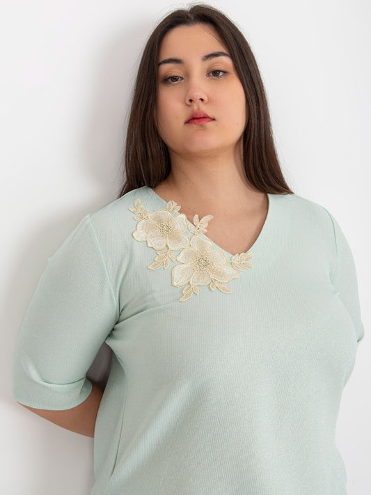 Miętowa elegancka bluzka plus size