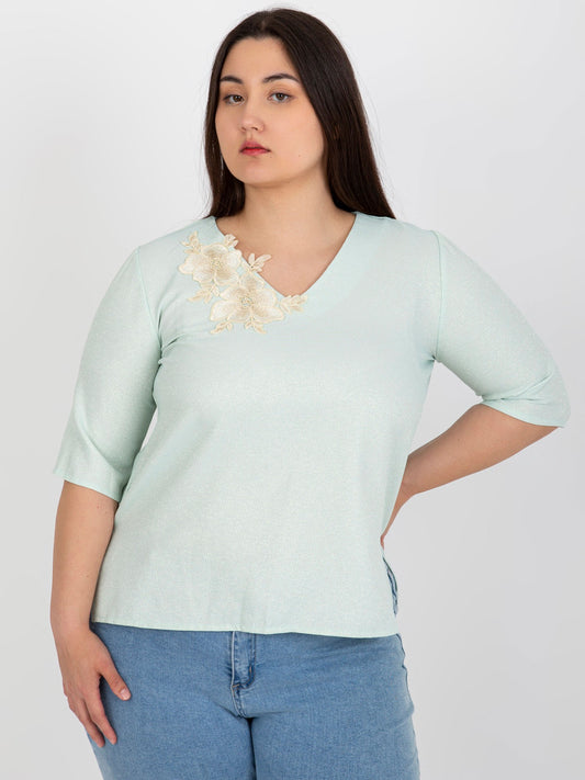 Miętowa elegancka bluzka plus size