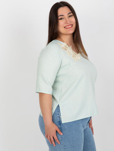 Miętowa elegancka bluzka plus size