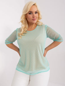 Miętowa elegancka bluzka plus size