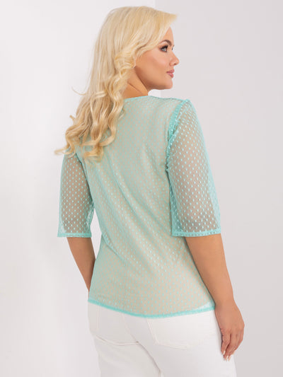 Miętowa elegancka bluzka plus size
