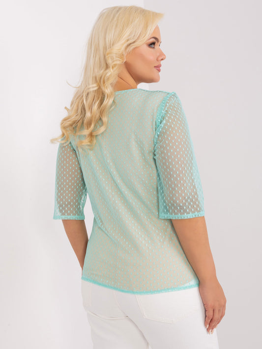 Miętowa elegancka bluzka plus size