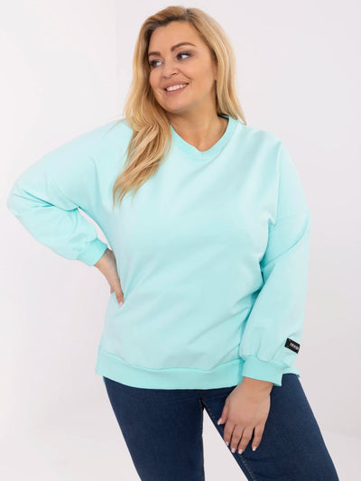Miętowa bluza plus size z okrągłym dekoltem