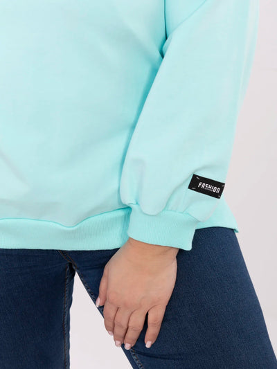 Miętowa bluza plus size z okrągłym dekoltem
