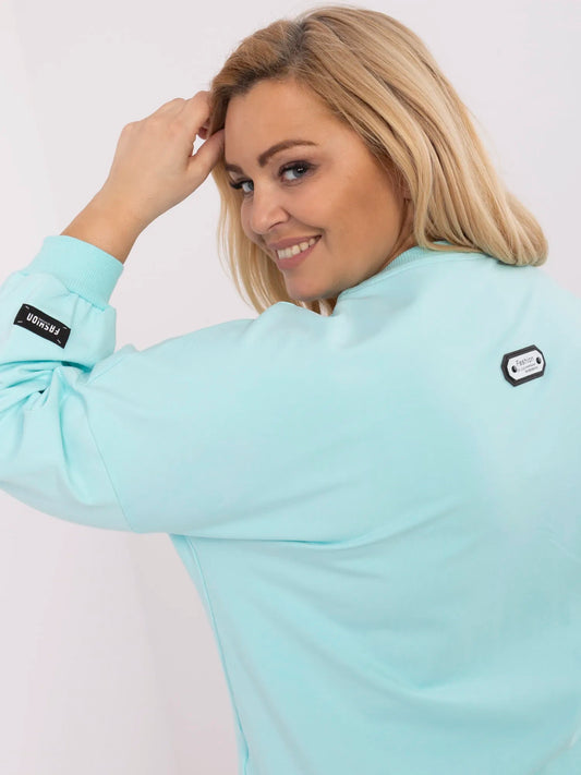 Miętowa bluza plus size z okrągłym dekoltem