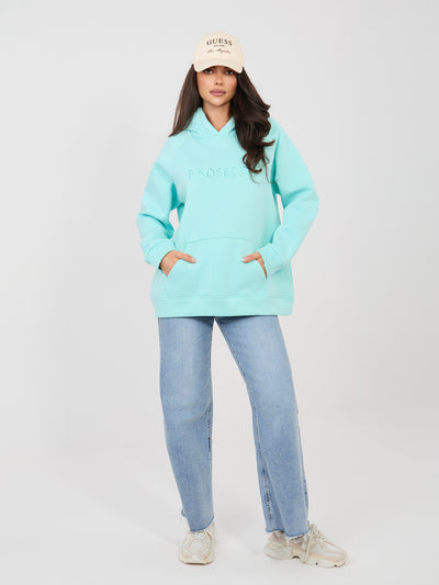 RUE PARIS Miętowa ocieplana bluza oversize z haftem