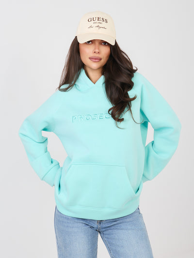 RUE PARIS Miętowa ocieplana bluza oversize z haftem