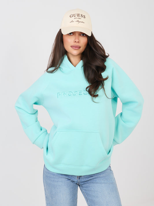 RUE PARIS Miętowa ocieplana bluza oversize z haftem