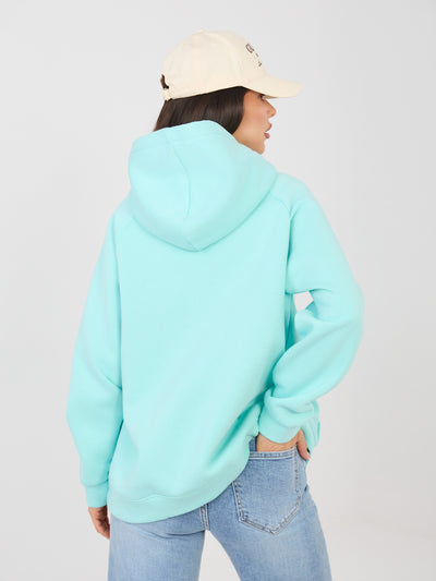 RUE PARIS Miętowa ocieplana bluza oversize z haftem