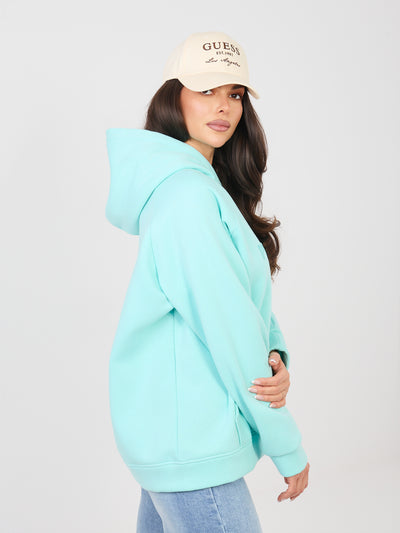 RUE PARIS Miętowa ocieplana bluza oversize z haftem