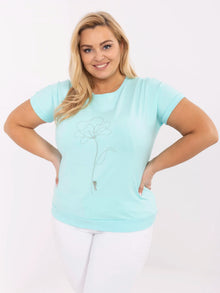 Miętowa damska bluzka plus size ze ściągaczami