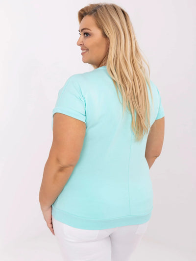 Miętowa damska bluzka plus size ze ściągaczami