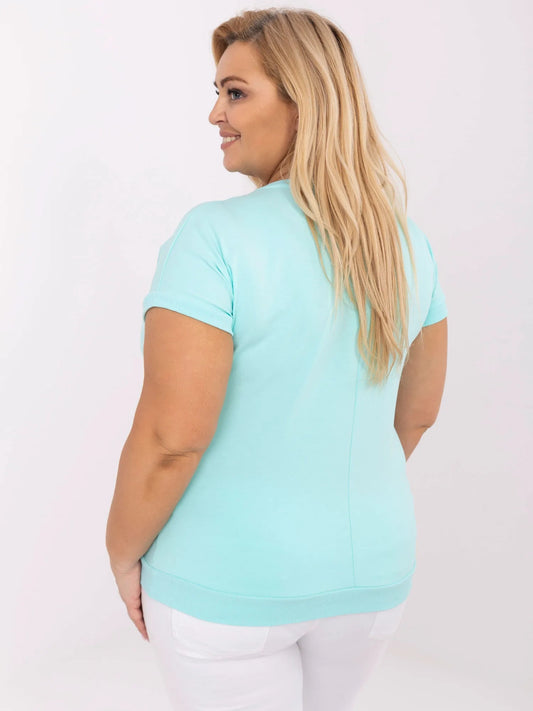Miętowa damska bluzka plus size ze ściągaczami
