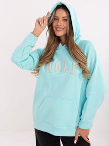 RUE PARIS Miętowa dresowa bluza oversize z napisem