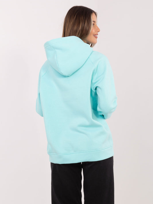 RUE PARIS Miętowa dresowa bluza oversize z napisem
