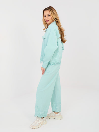 RUE PARIS Miętowe jeansowe spodnie wide leg