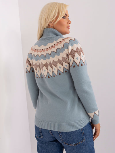 Miętowy damski sweter plus size z golfem