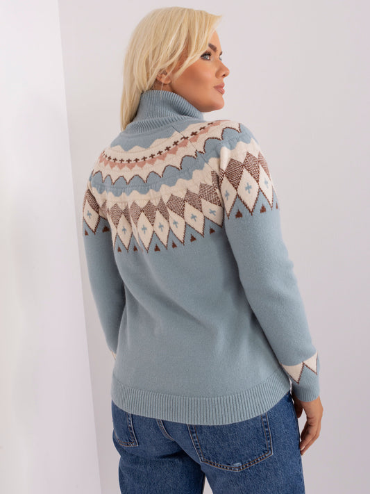 Miętowy damski sweter plus size z golfem