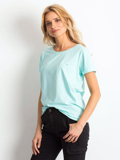 Bawełniany t-shirt damski basic miętowy