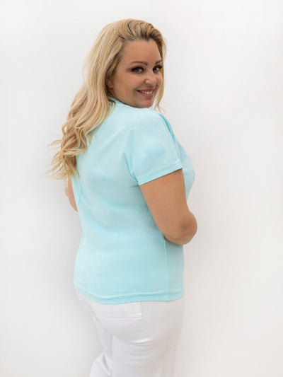 Miętowy damski t-shirt plus size z bawełny