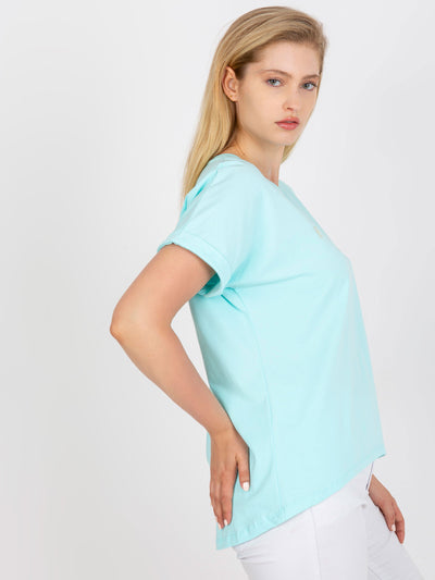Miętowy t-shirt plus size z okrągłym dekoltem