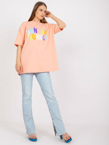 Morelowy t-shirt z nadrukiem bawełniany