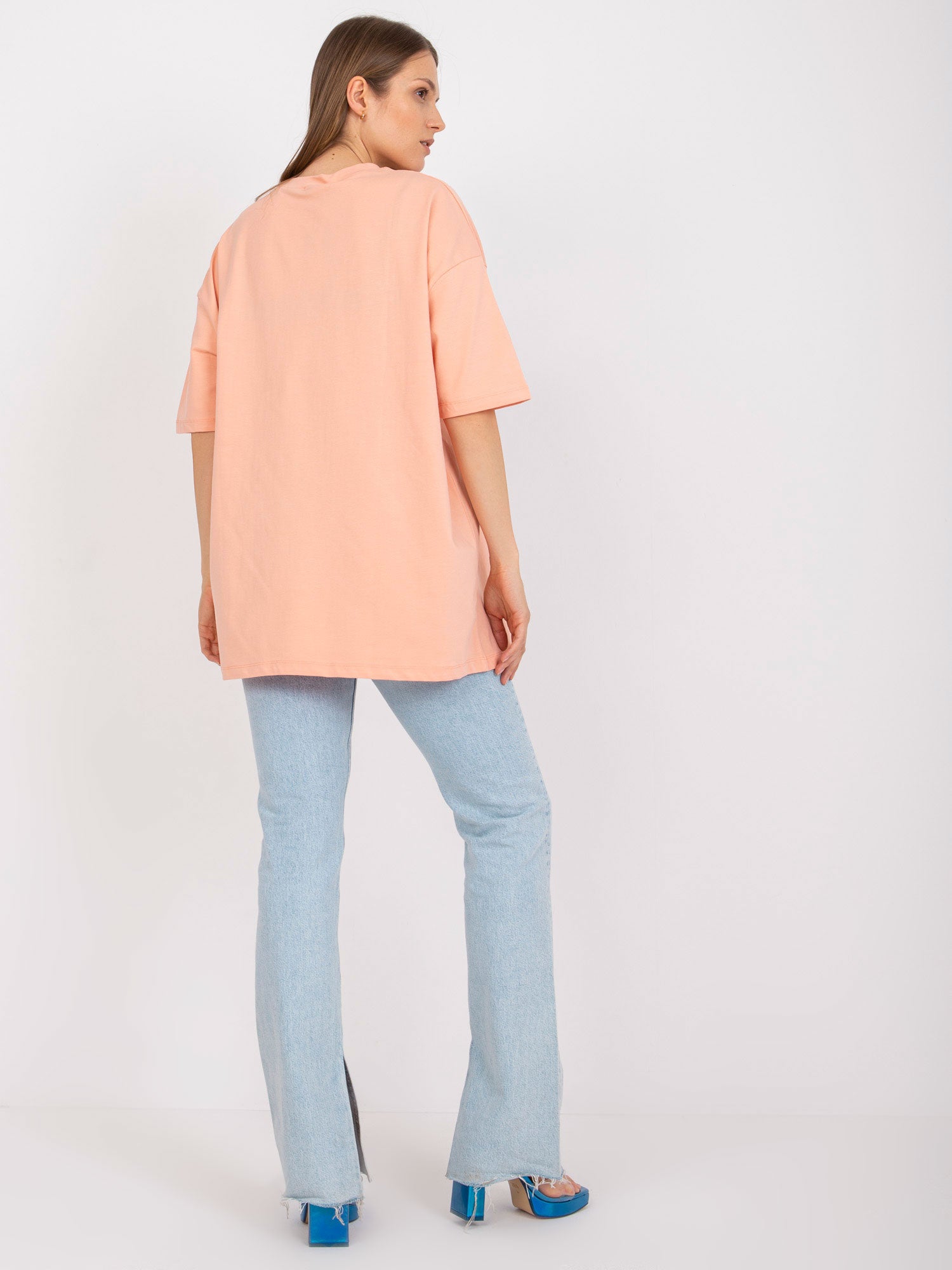 Morelowy t-shirt z nadrukiem bawełniany