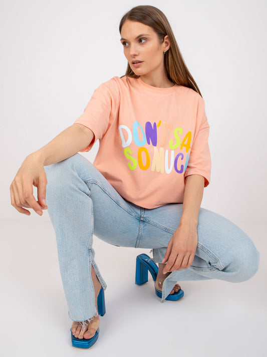 Morelowy t-shirt z nadrukiem bawełniany