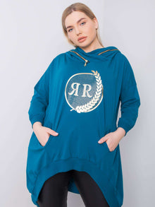 Morska bluza plus size z kapturem