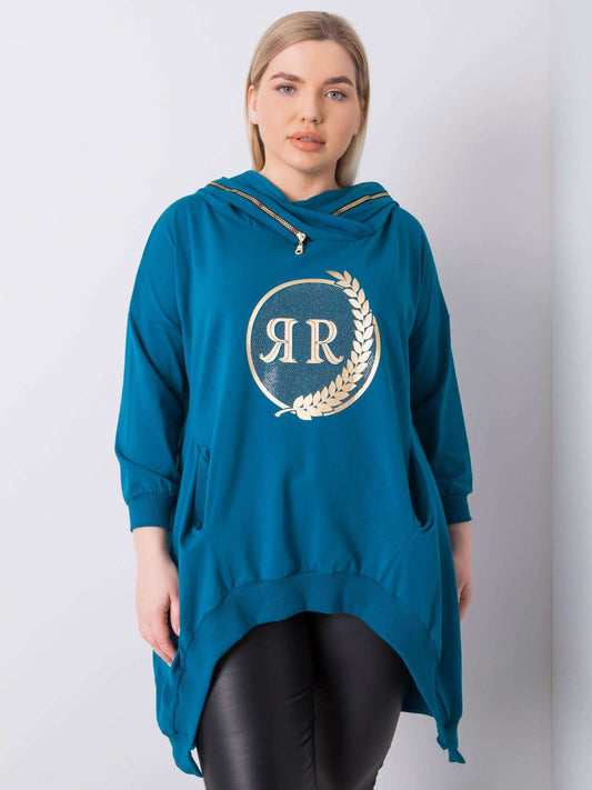 Morska bluza plus size z kapturem
