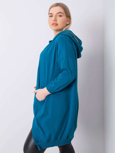 Morska bluza plus size z kapturem