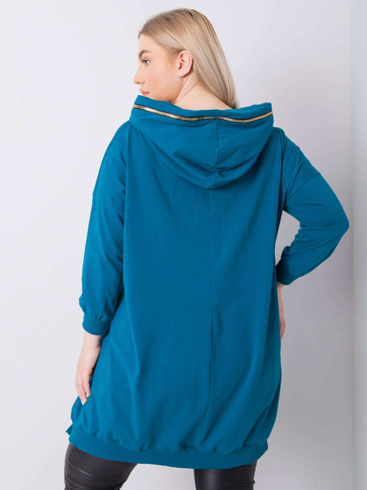Morska bluza plus size z kapturem