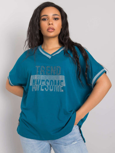 Morska damska bluzka plus size z aplikacją