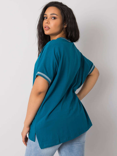 Morska damska bluzka plus size z aplikacją