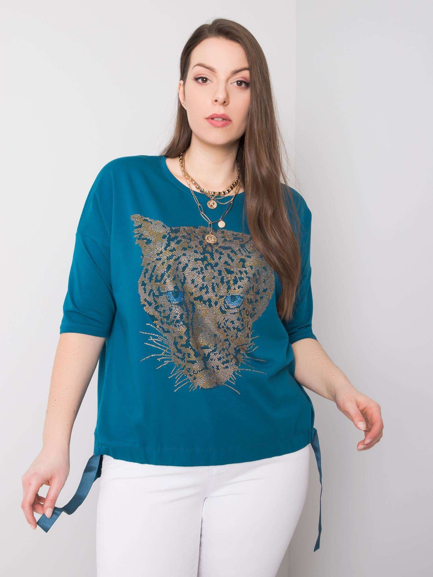 Damska bluzka plus size z aplikacją morska