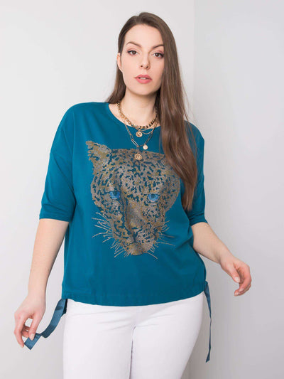 Damska bluzka plus size z aplikacją morska