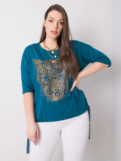 Damska bluzka plus size z aplikacją morska