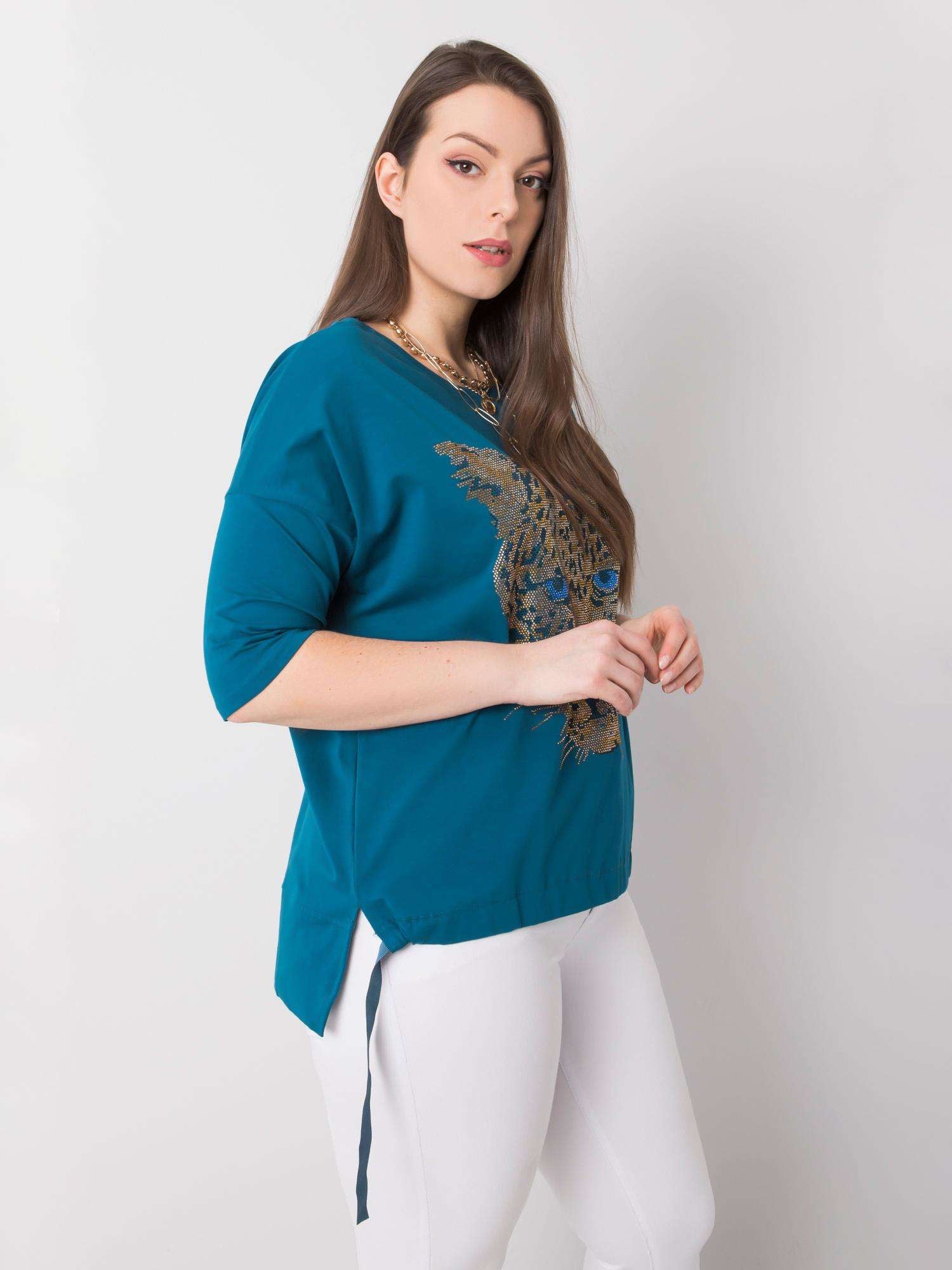 Damska bluzka plus size z aplikacją morska