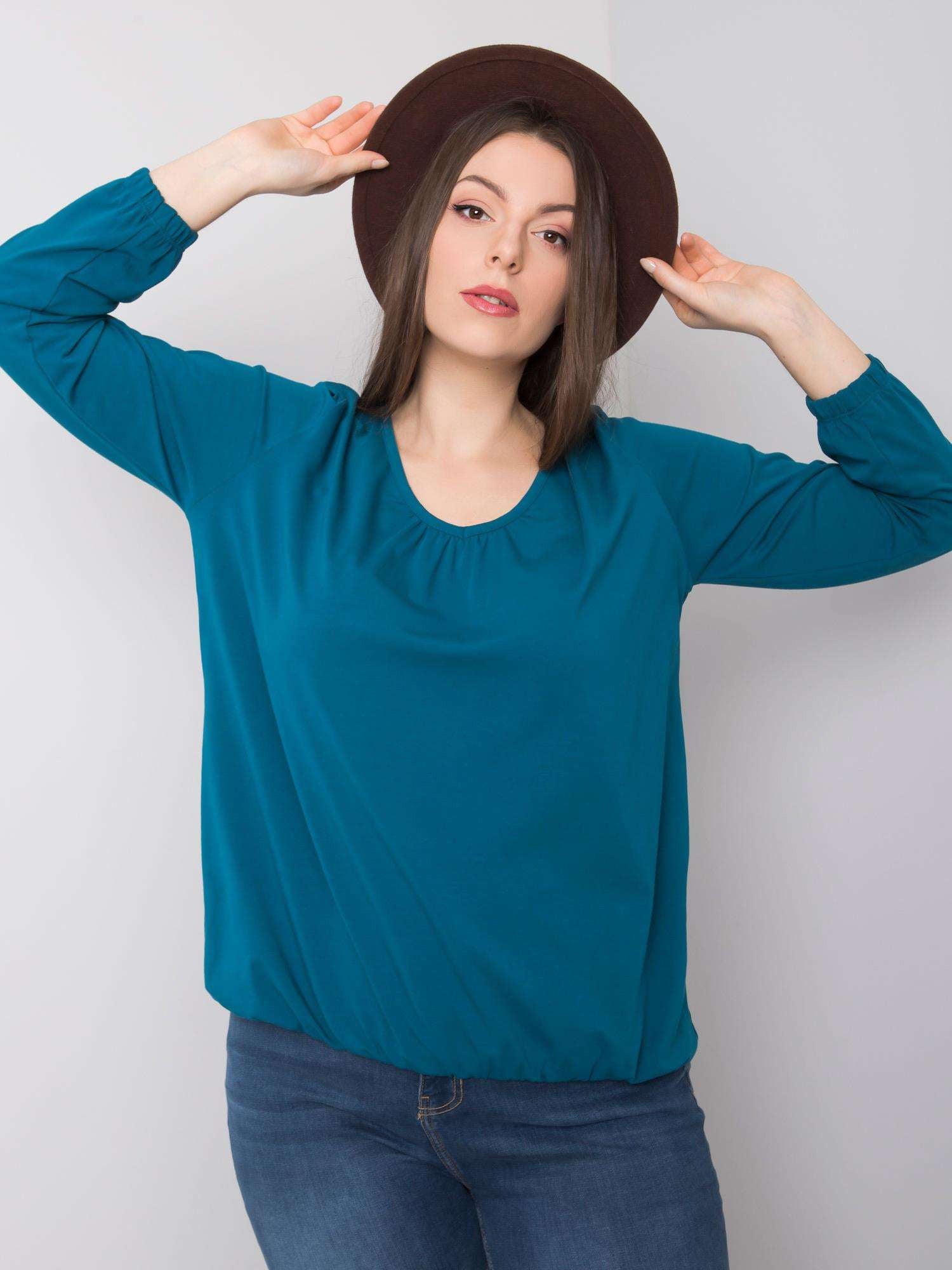 Morska bluzka plus size z bawełny